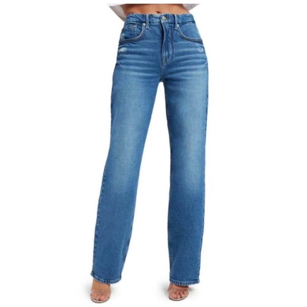 Good American Good '90s Jeans High Rise Straight Leg Denim Indigo NWT Size 12